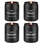 Scented Candles Set | Men Candle Set, Scented Candles for Home, Gifts for Men Aromatherapy Gift Set - 4 Pack Manly Gifts for Dad Fathers Day, Soy Candle of Leather/Smoke & Vanilla/Oak/Lavender