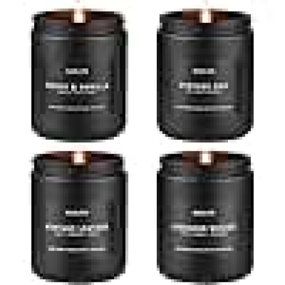 Scented Candles Set | Men Candle Set, Scented Candles for Home, Gifts for Men Aromatherapy Gift Set - 4 Pack Manly Gifts for Dad Fathers Day, Soy Candle of Leather/Smoke & Vanilla/Oak/Lavender