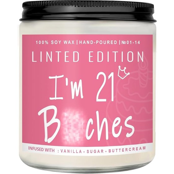21th Birthday Gifts for Women, Perfect Birthday Present, Funny Presents for Mom, Friends, Wife, Sister, 7oz Vanilla Cream-Scented Candle