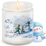 Hello Winter Candle | Fresh Citrus & Jasmine Scented Soy Candles - Winter Aromatherapy Candles Gift for Women & Men, Cozy Holiday Home Décor Candle, Long Lasting Clean Burn