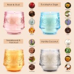 4 Pack Luxury Scented Candles Gift Set - 7oz Soy Wax Candles in Glass Jars, Gifts for Women - Vanilla Coconut, Eucalyptus Sage, Rose Oud, Sandalwood Patchouli