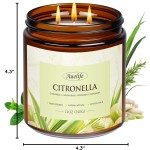 Auelife Scented Candles, 12oz Large 3-Wick Candle for Home Patio Camping & Garden, Natural Soy Wax Citronella Candle for Summer Gift, Long Lasting for Indoor Home Scented, 50+ Hour Burn