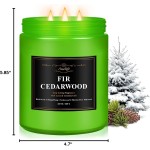 Auelife Winter Candles, Fir & Cedarwood Scented Candle – 22oz Large 3-Wick Soy Candles, Long Lasting Aromatherapy, Woodsy Christmas Candle, Holiday Gift for Women & Men