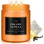 Auelife Creamy Vanilla Scented Candle – 22oz Large 3-Wick Christmas Soy Candle, Sweet Long Lasting Winter Candles for Home, Cozy Candles Gifts for Women & Men