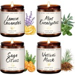 Scented Candles Set | Scented Candle for Home - 4 Pack Candle Gifts, Soy Candles for Home - Aromatherapy Gift of Mint Eucalyptus/Lemon Lavender/Sage Citrus/Vetiver Musk