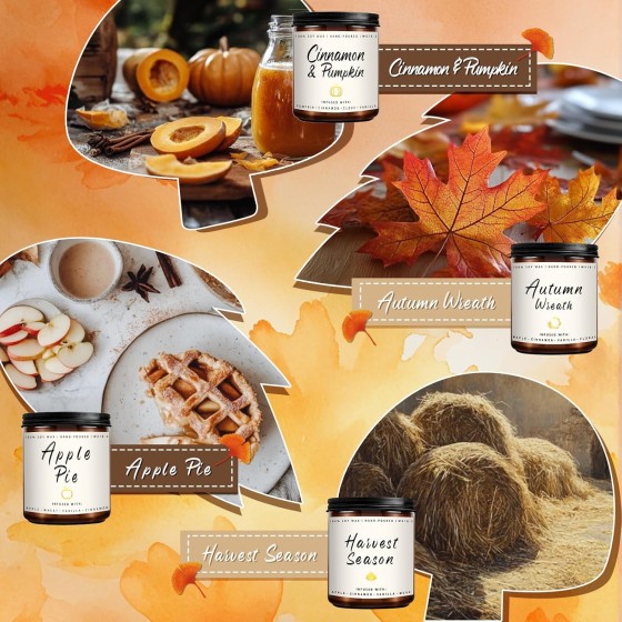 Fall Candle Set + Men Candle Set, 4pack Scented Candles for Home, Soy Candles, Gifts for Women & Men