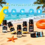 Summer Essential Oils for Diffusers for Home, 6X10ml Fragrance Oils Set, Aromatherapy Oils for Candles Making - Coconut, Pineapple, Beach, Breeze, Lemon, Summer Night | Gift Set for Women, Home, Spa