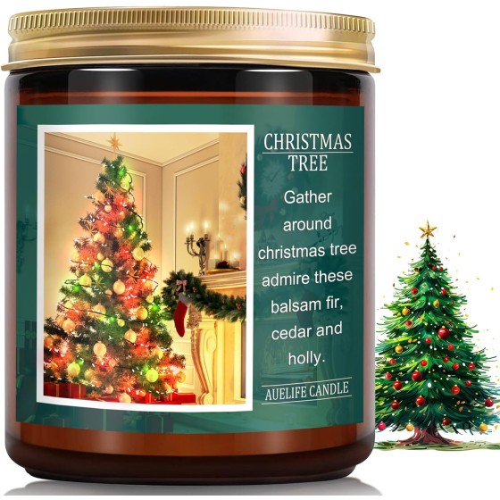 Christmas Tree Candle - Christmas Scented Candle, Aromatherapy Jar Candle for Home - Xmas Holiday Gifts for Women and Men, Soy Wax Candle for Home Scented, Cozy Winter Decoration, 7 oz