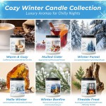Winter Candle Set | 6 Pack Christmas Scented Candles for Home - Holiday Soy Candle Gift Set for Women Men, Aromatherapy Candles Scents of Hello Winter/Forest/Cider/Warm/Fireside/Bonfire