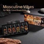 Men Essential Oils Set for Diffuser, Father's Day Gift for Men - 6x10ml Masculine Fragrance Oils for Candle Making, Scented Oil Gift Set, Mahogany, Sandalwood, Cologne, Smoke Vanilla, Oak, Leather