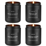 Scented Candles Set | Men Candle Set, Scented Candles for Home, Gifts for Men Aromatherapy Gift Set - 4 Pack Manly Gifts Soy Candle of Leather/Smoke & Vanilla/Oak/Lavender