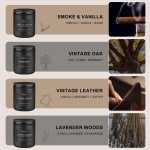 Scented Candles Set | Men Candle Set, Scented Candles for Home, Gifts for Men Aromatherapy Gift Set - 4 Pack Manly Gifts Soy Candle of Leather/Smoke & Vanilla/Oak/Lavender