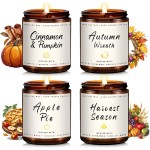 Fall Candle Set | 4 Pack Scented Candles for Home - Candle Gifts for Women Men, Soy Candles Home Scented | Autumn Fragrance of - Apple Pie/Cinnamon/Harvest/Wreath