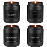 Scented Candles Set | Men Candle Set, Scented Candles for Home, Gifts for Men Aromatherapy Gift Set - 4 Pack Manly Gifts Soy Candle of Leather/Smoke & Vanilla/Oak/Lavender