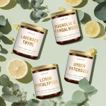 4 Pack Scented Candles Set | Scented Candles for Home, Candle Gifts for Women Men, Soy Candles for Home Scented - Candles Scent of Amber Patchouli/Lemon Eucalyptus/Lavender Thyme/Sandalwood