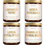 4 Pack Scented Candles Set | Scented Candles for Home, Candle Gifts for Women Men, Soy Candles for Home Scented - Candles Scent of Amber Patchouli/Lemon Eucalyptus/Lavender Thyme/Sandalwood